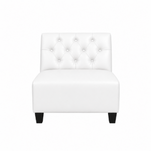 White Leather Tufted Armless Chair
