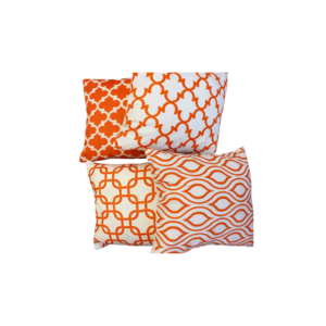 14x14 White w/ Orange Symmetrical Design Pillows