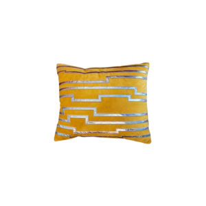 18x18 Mustard Yellow Velour w/ Metallic Silver Stripes Pillow