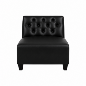 Black Leather Tufted Armless Chair