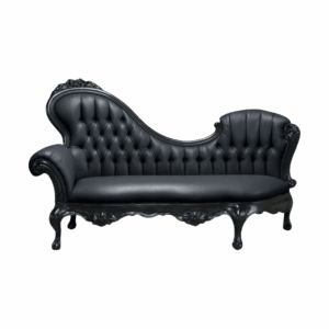 Black Leather Roque Left Chaise