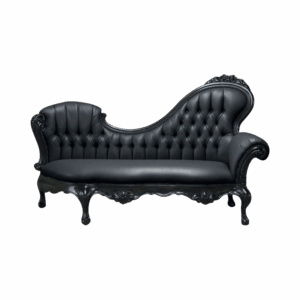 Black Leather Roque Right Chaise