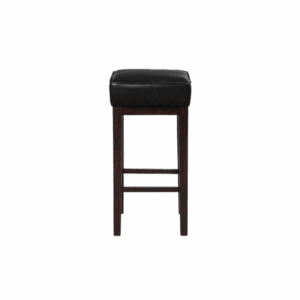 Black Leather Square Seat Barstool