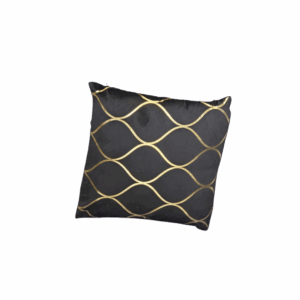 Black Velour w/ Gold Metallic Fisheye Design Decorative Pillow