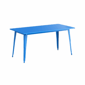 Blue Rectangle Alloy Outdoor Dining Table