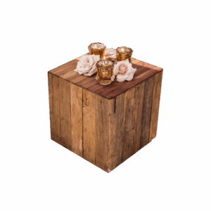 Brown Wood Roost Cube Side Table