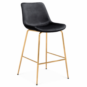 Black Velvet and Gold Barstool