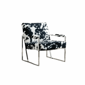 Cow Print Velvet Upholstered Armchair