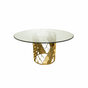 Gold Mermaid Circular Dining Table Base w/ Circular Glass Top