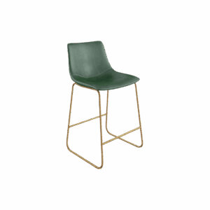 Green Leather Metal Base Barstool