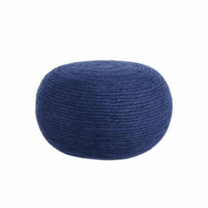 Navy Blue Woven Poof Ottoman