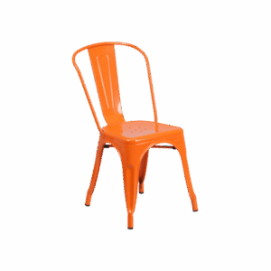 Orange Metal Farm Dining Chair