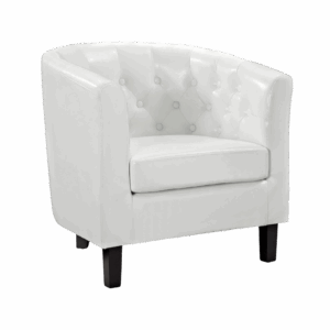 White Leather Barrel Chair