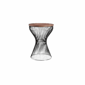 Wood Top Hourglass Base Side Table