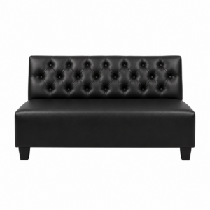 7' Black Leather Tufted Banquette Center Sofa