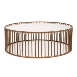 Gold Metal Round Coffee Table w/ Marble Top