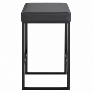 Black Leather Square Seat Barstool