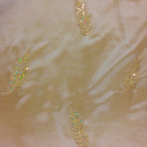 90"X90" Gold w/Embroidered Feathers Taffeta Overlay
