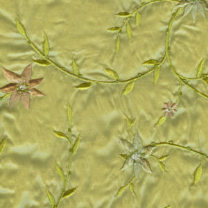 90"X90" Green w/Embroidered Flowers Taffeta Overlay
