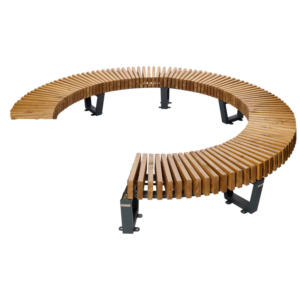 Natural Wood Circle Slat Bench