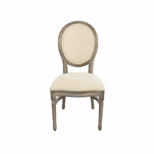 Weathered Wood Ivory Upholstered Rectangle Back Rustic Dining Chair