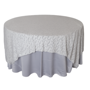 90"X90" White Artic w/Silver Sequin Fur Overlay