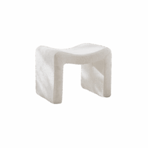 White Boucle Ottoman