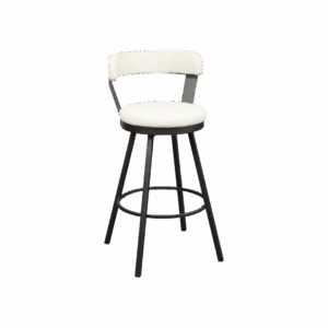 White Leather & Black Roque Oval Back Barstool