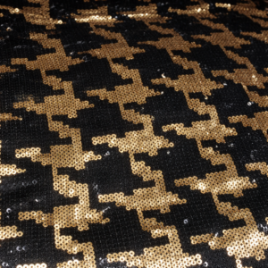 90" x 90" Black & Gold Houndstooth Overlay