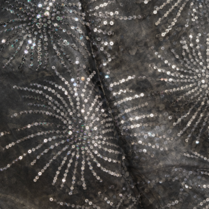 90" x 90" Black Fireworks Organza Overlay