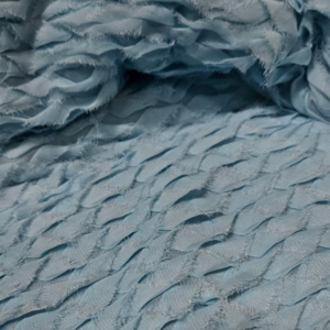 90"X90" Pastel Blue Frayed & Ruffled Overlay