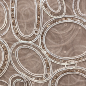 90"X90" Blush Ovals w/Sequin Organza Overlay