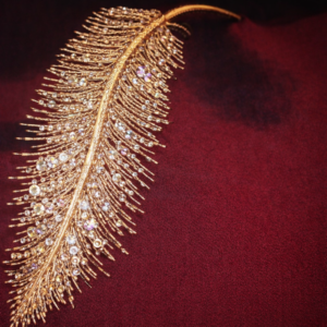 90"X90" Burgundy w/Gold Feather Taffeta Overlay