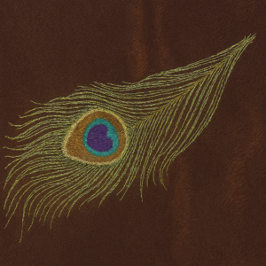 90"X90" Copper w/Embroidered Peacock Feather Taffeta Overlay