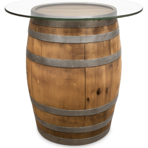 Natural Wood Barrel Highboy w/ Glass or Plexi Top