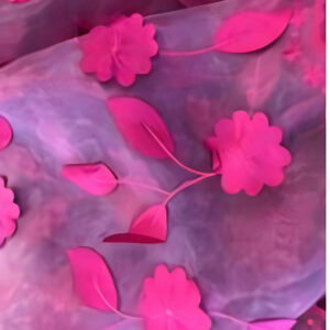 90"X90" Fuchsia w/Flowers Petals Organza Overlay