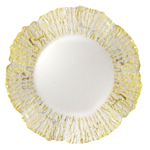 Gold Flower Shape Glass Charger Plate