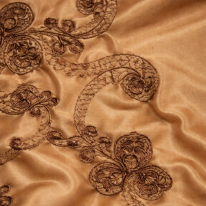 90"X90" Henna Floral Ribbon Taffeta Overlay