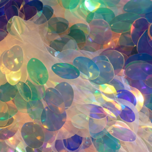 90"x90" Iridescent Oval Paillette Overlay
