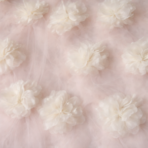 90"X90" Ivory Pom Pom Lace Overlay