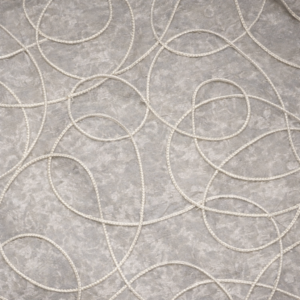 90"X90" Ivory w/Silver Tinsel Swirl Organza Overlay