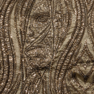 90"X90" Nude w/Rose Gold Sequin Taffeta Overlay