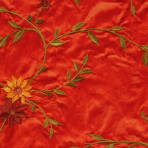 90"X90" Orange Embroidered Flower Taffeta Overlay