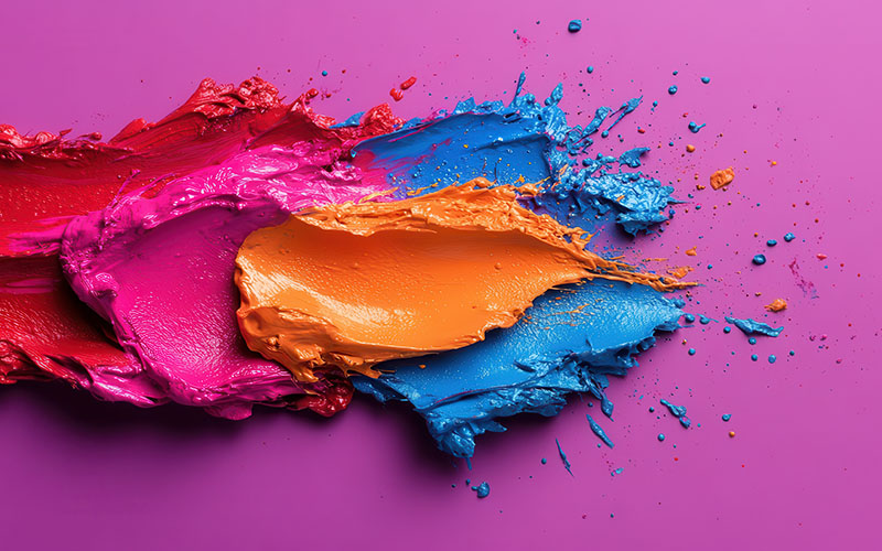 A captivating image showcasing bright, textured splashes of red,