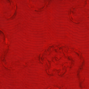 90"x90" Red Floral Ribbon Taffeta Overlay