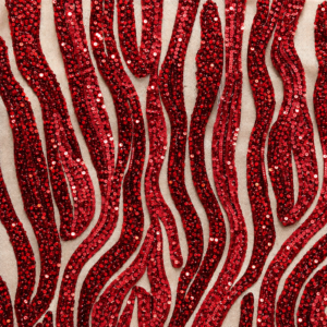 90"X90" Red Woven Sequin Overlay