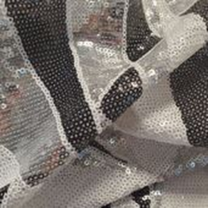 90"X90" Black Silver & White Geo w/Sequin Overlay