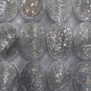 90"X90" Silver Circle Sequin Overlay