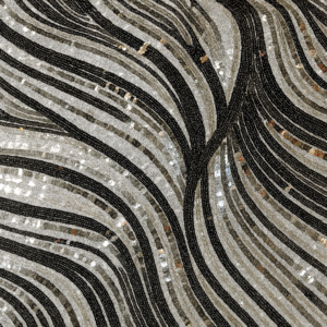 90"X90" Silver Zebra Sequin Overlay