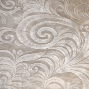 90"X90" White Embroidered Swirl Overlay